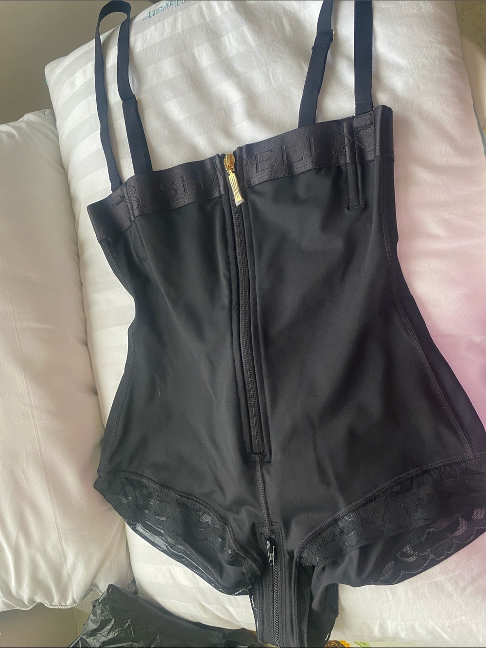 Black Shapewear Bodysuit with Front Zip